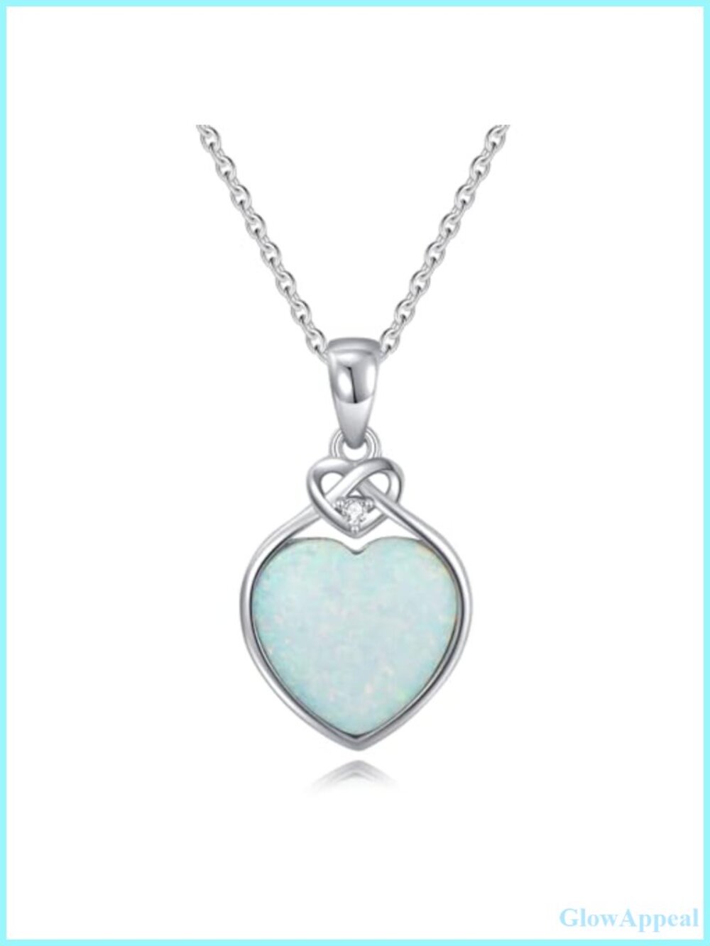 Opal Heart Necklace 925 Sterling Silver Genuine Diamond October Birthstone